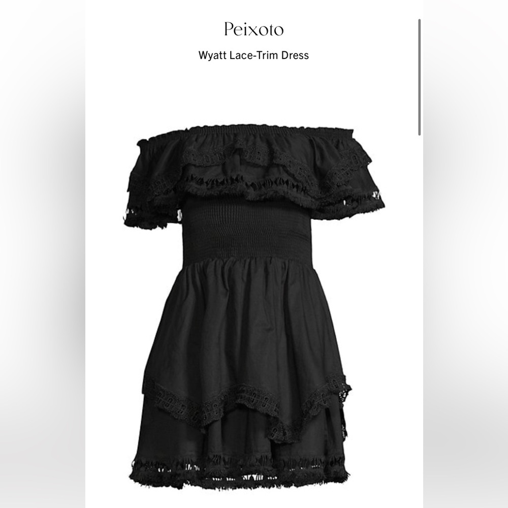 revolve black piexoto off the shoulder dress with lace details and layers!!